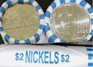 1776 to 2026 Semiquincentennial nickel rolls