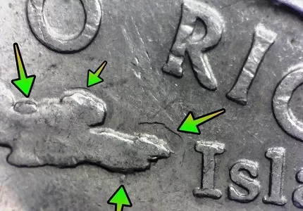 2009 puerto rico isla del encanto state quarter die chip errors on the clouds