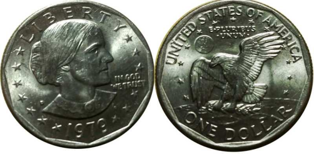 macro image of the obverse and reverse of a Susan B Anthony US Dollar Coin