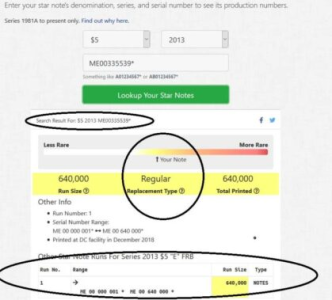 macro image of rare star note found with check my star note