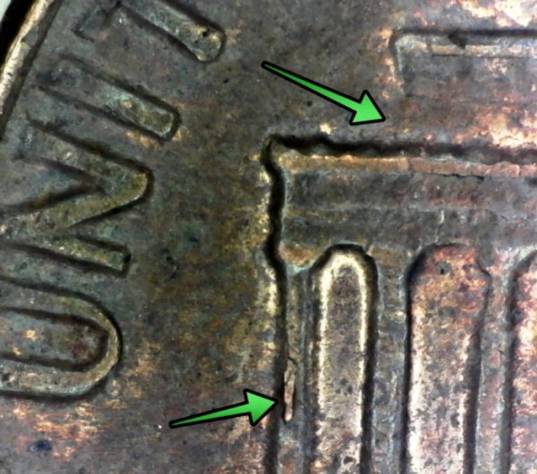 struck through grease error coin Lincoln cent