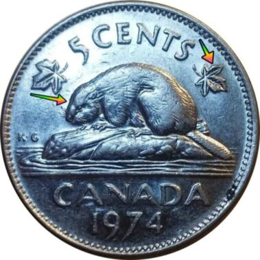1974 Canada Five Cents Errors, Varieties, and Values
