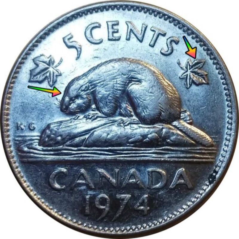 1974 canada five cents coin