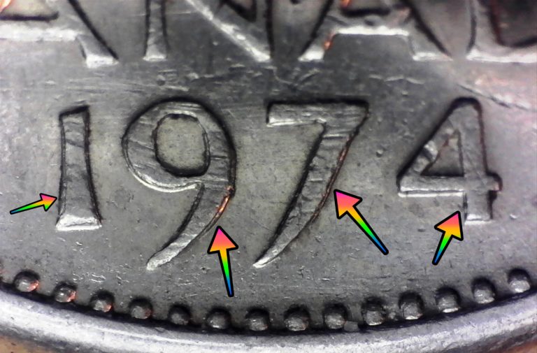 1974 date doubled on five cent canada nickel coin