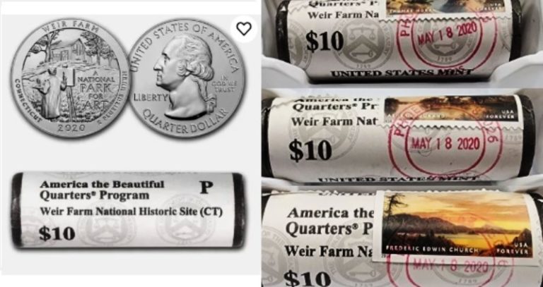 2020 connecticut quarter uncirculated mint wrapped rolls 2020 weir farm quarter