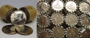 image of old rolls of bicentennial kennedy half dollars