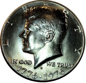 macro image of flawless kennedy half dollar coin