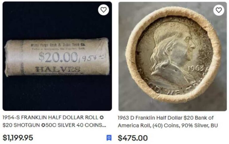 benjamin franklin half dollar rolls of coins