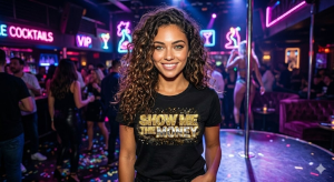 Show Me The Money shirt worn by a beautiful women at the Pink Pony Night Club