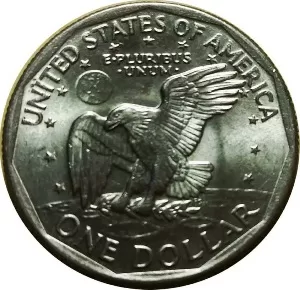 macro image of the reverse of a Susan B Anthony Dollar Coin