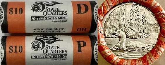 macro image of unwrapped rolls of 2018 Minnesota Quarters