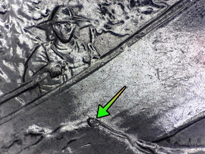 river of no return wildreness 2019 idaho quarter reverse with an arrow noting the die chip in the water